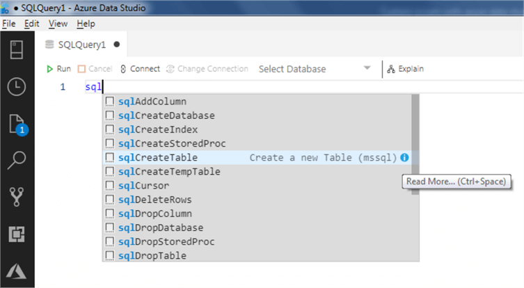Azure Data Studio snippet 1