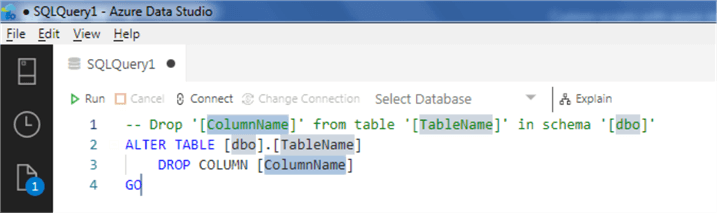 Azure Data Studio snippet 2