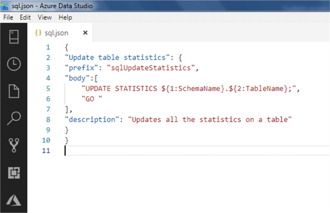 Azure Data Studio snippet 7