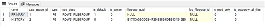 tables and filegroups