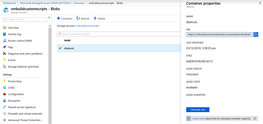 Blob Store Container container for install script to be uploaded to.