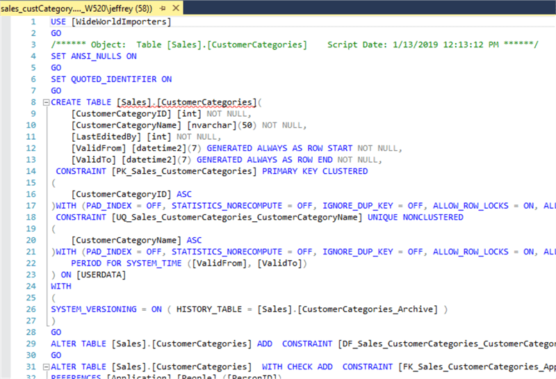 Display the generated script in SSMS