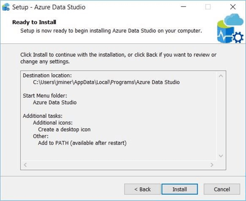 Review the selections before installing the program.