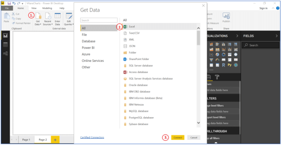 Connecting to data in Excel file format in Power BI Desktop.