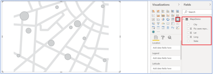 Bubble Map Visualization in Power BI Desktop.
