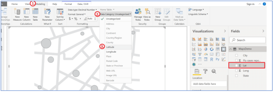 Categorize Latitude field in Power BI Desktop.