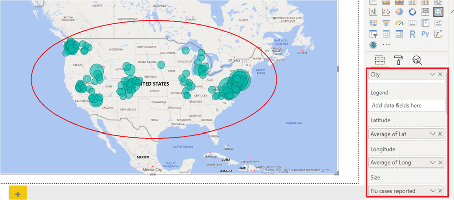 Bubble Map Visualization in Power BI Desktop.