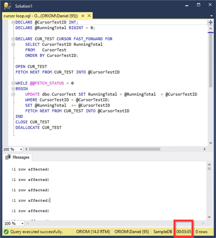 Cursor execution test.