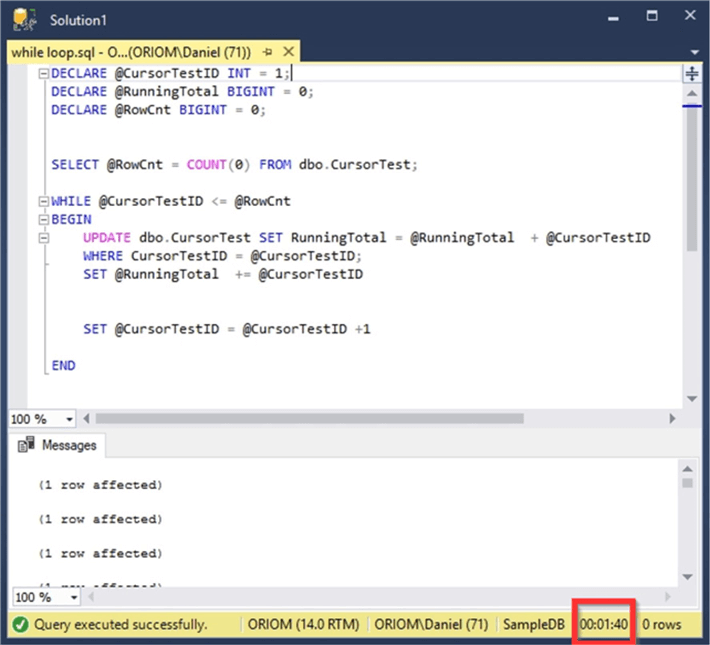 Changing the cursor for a While Loop.