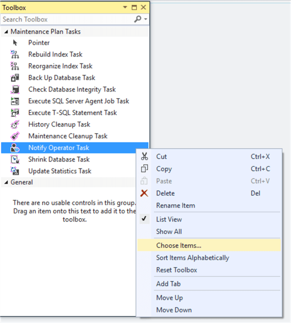 Maintenance Plan Designer Toolbox