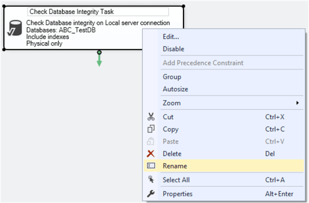 Maintenance Plan Designer example