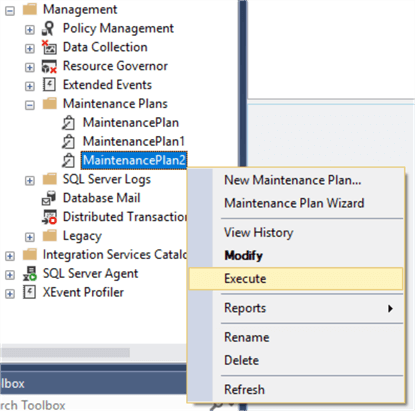 Maintenance Plan Designer example