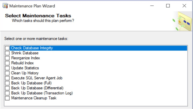 Maintenance Plan Designer other features