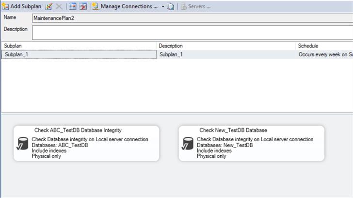 Maintenance Plan Designer other features