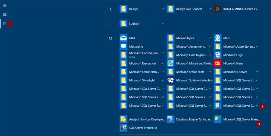 Start SQL Service Management Studio (SSMS)