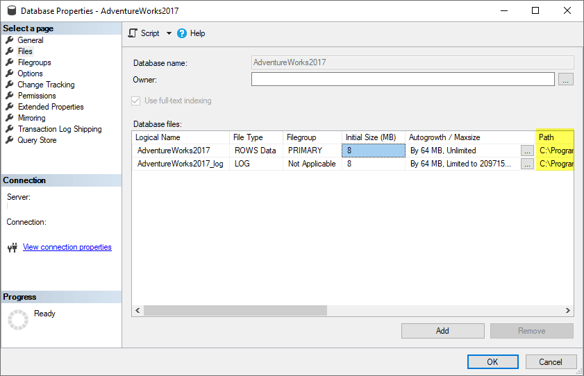database properties