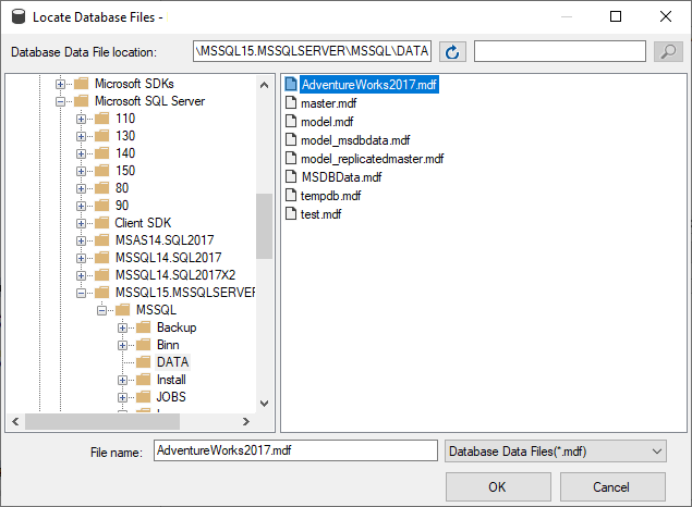attach sql database