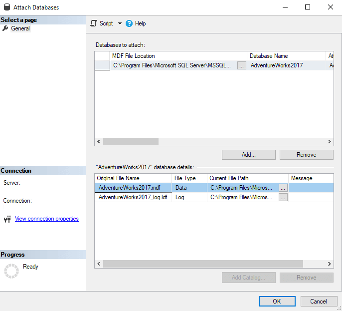 attach sql database