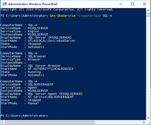 Obtaining SQL Server related services status on remote computer using dbatools.