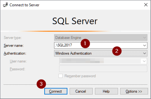 Connect  to Database Engine