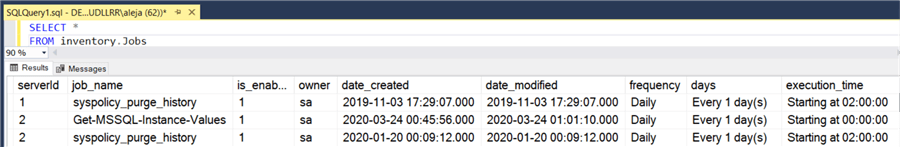 query results