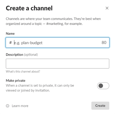 create slack channel
