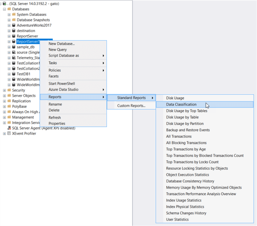 Standard SSMS Reports