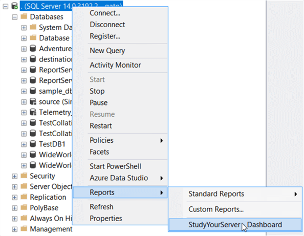 SSMS imported custom report