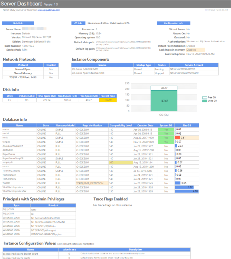 StudyYourServer - Dashboard main page