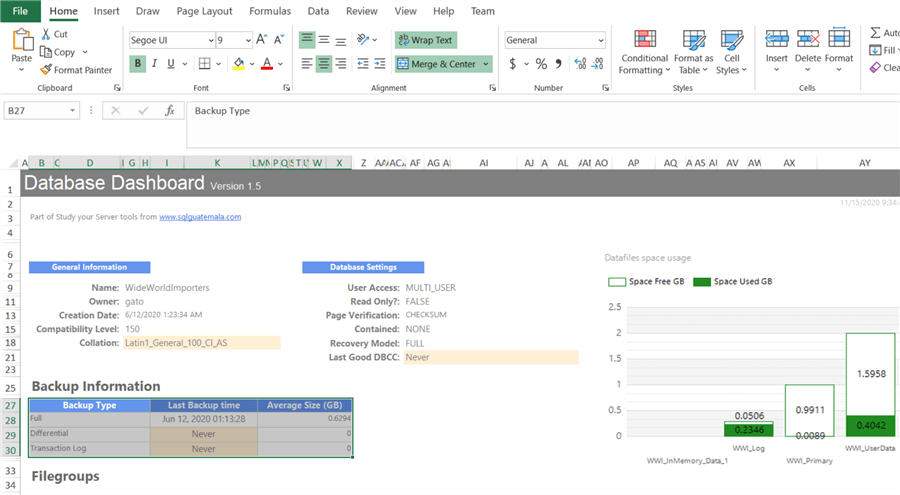 report in excel file