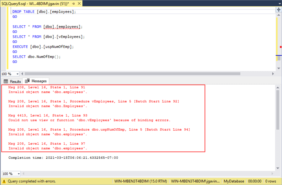 sql server drop table if exists 2 012