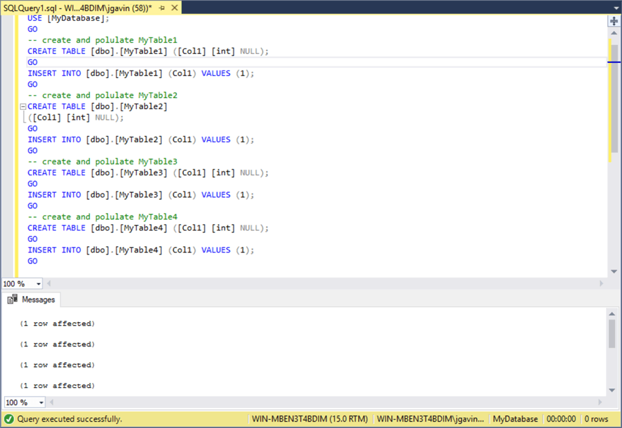 create tables for next demo