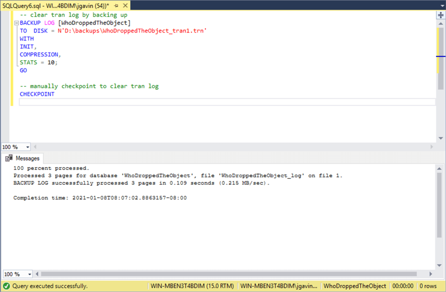Backup Transaction Log