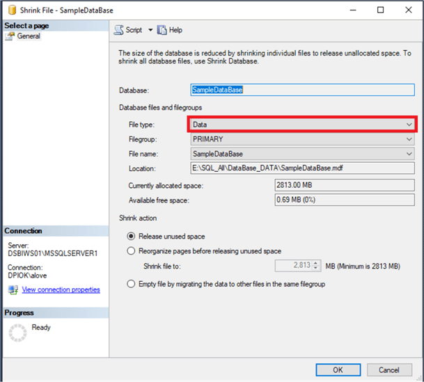 ssms shrink database