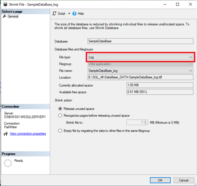 ssms shrink database
