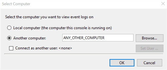 This screen is where another machine can be typed in.  If unsure of the server name, the browse button can help find another machine on the network.