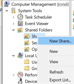 This is the left side navigation tree of the computer management snap-in.