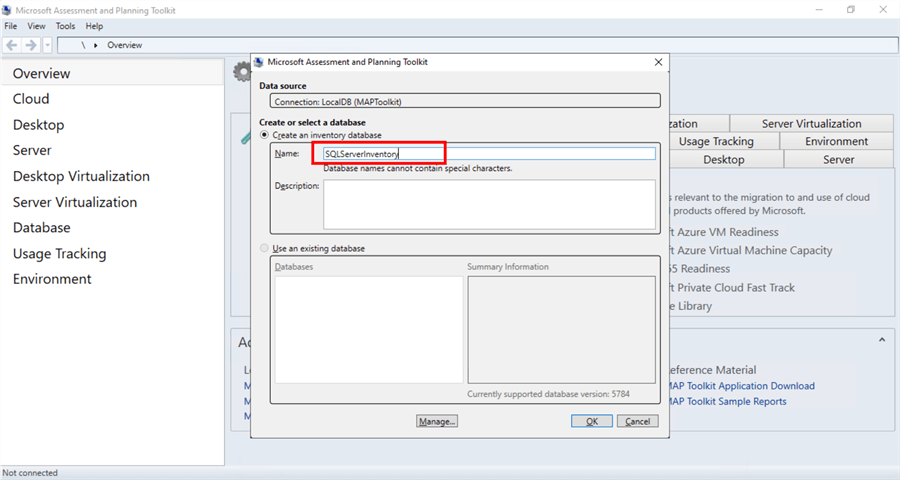 Create or select a database