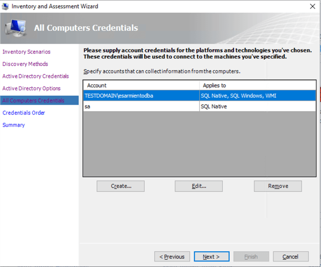 All Computers Credentials, specify accounts