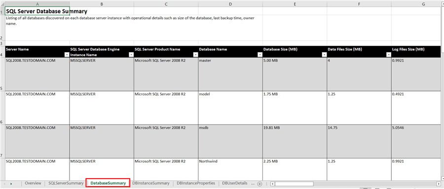 DatabaseSummary