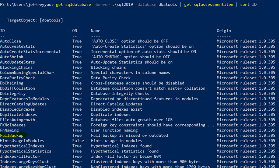 sql assessment check items for database