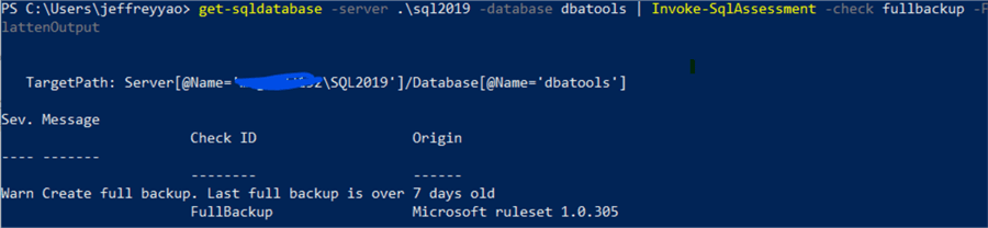 db full backup check result