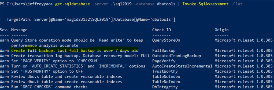 database assessment check