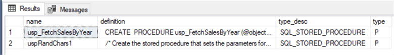 stored procedure text