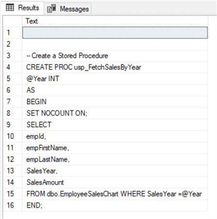 stored procedure text