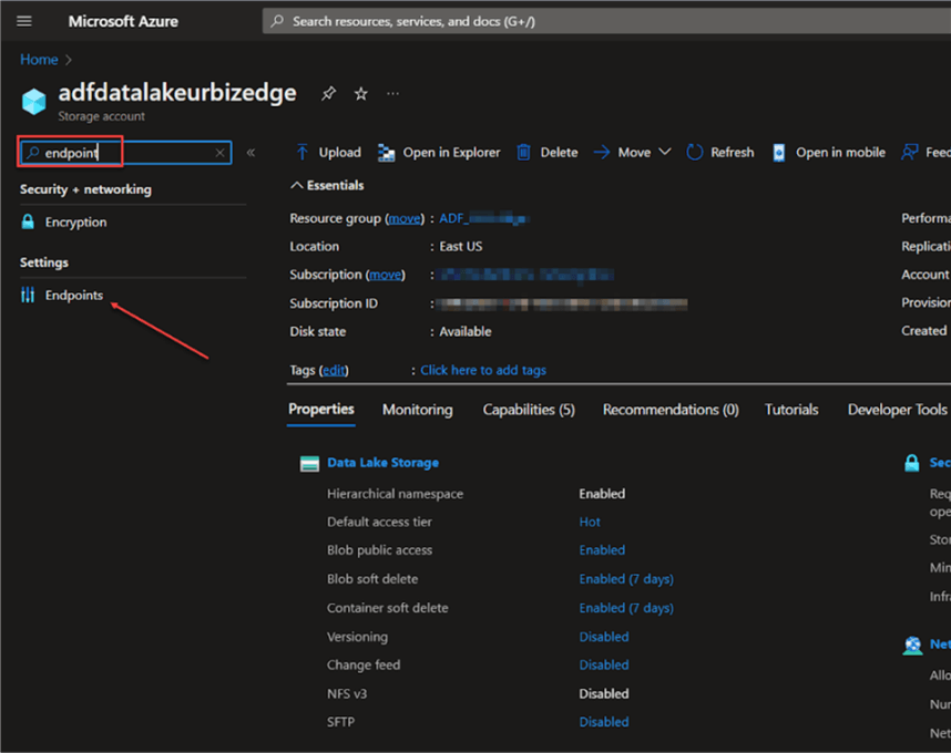 Endpoint Get security endpoint to the data.