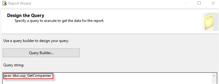 report wizard design query