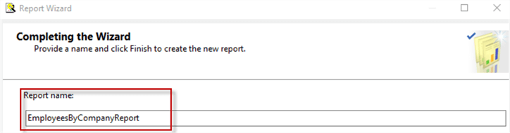 report wizard completing the wizard