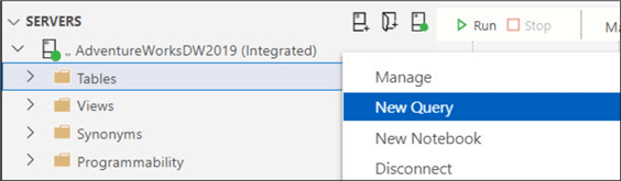 New query in Azure Data Studio