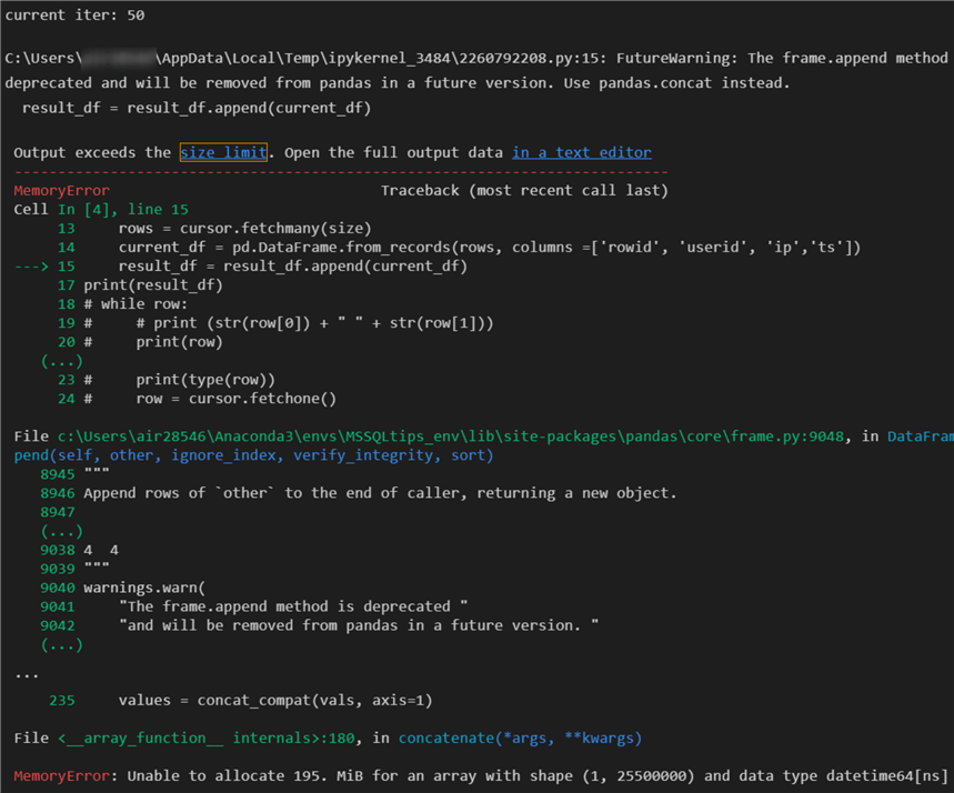out of memory exception